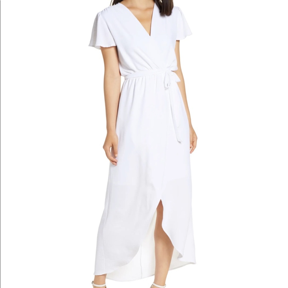 “Fraiche” (Nordstrom) white high-low maxi dress